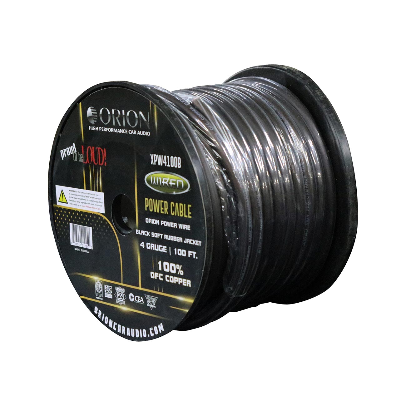 XPW4100BLACK - Orion XTRPRO 4 Gauge 100% OFC Copper Wire – Black Jacket (100 ft Roll)