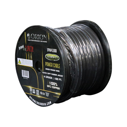 XPW4100BLACK - Orion XTRPRO 4 Gauge 100% OFC Copper Wire – Black Jacket (100 ft Roll)