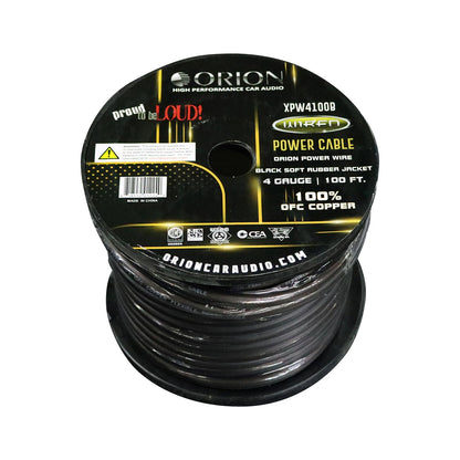 XPW4100BLACK - Orion XTRPRO 4 Gauge 100% OFC Copper Wire – Black Jacket (100 ft Roll)