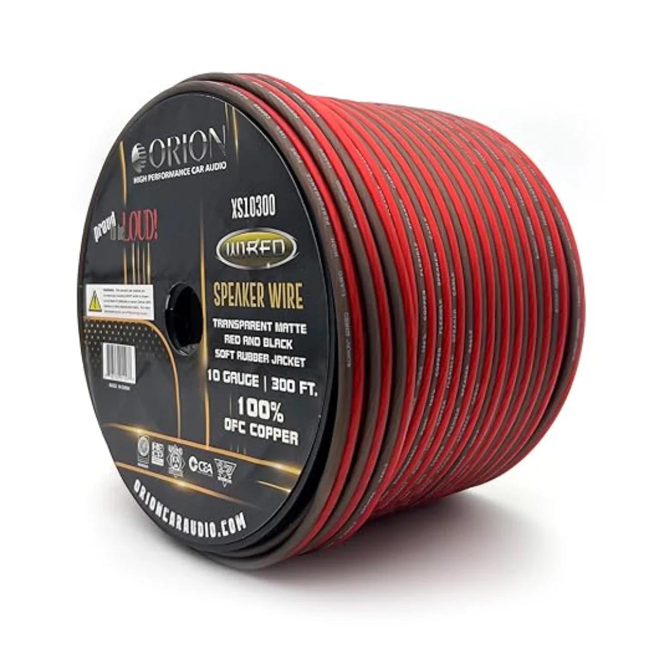 XS10300 - Orion OFC Speaker Wire 10 Gauge 300 Foot Roll - Translucent Red/Black
