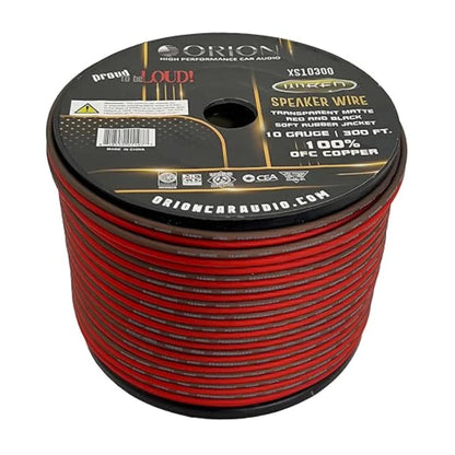 XS10300 - Orion OFC Speaker Wire 10 Gauge 300 Foot Roll - Translucent Red/Black