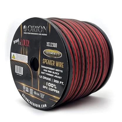 XS12300 - Orion OFC Speaker Wire 12 Gauge 300 Foot Roll - Translucent Red/Black