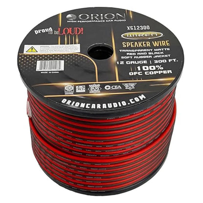 XS12300 - Orion OFC Speaker Wire 12 Gauge 300 Foot Roll - Translucent Red/Black