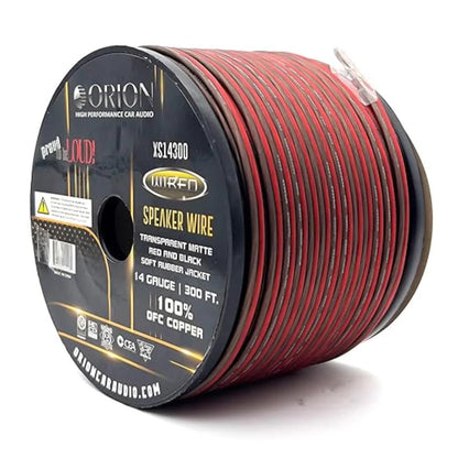 XS14300 - Orion OFC Speaker Wire 14 Gauge 300 Foot Roll - Translucent Red/Black