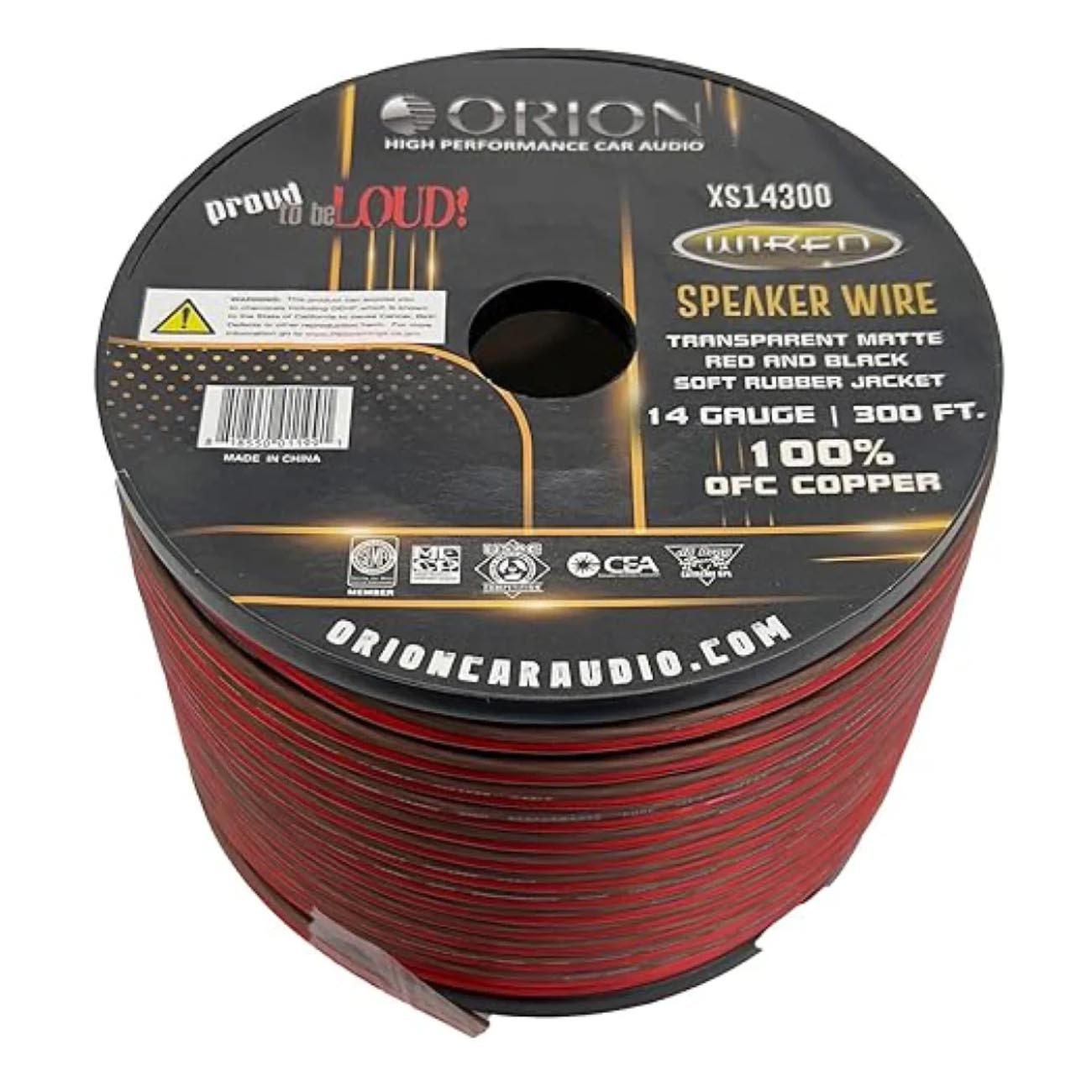 XS14300 - Orion OFC Speaker Wire 14 Gauge 300 Foot Roll - Translucent Red/Black