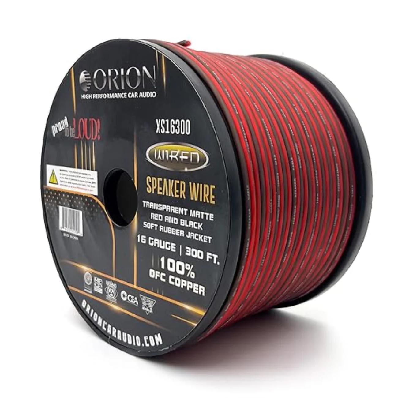 XS16300 - Orion OFC Speaker Wire 16 Gauge 300 Foot Roll - Translucent Red/Black