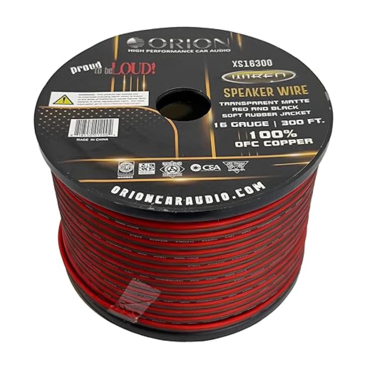 XS16300 - Orion OFC Speaker Wire 16 Gauge 300 Foot Roll - Translucent Red/Black