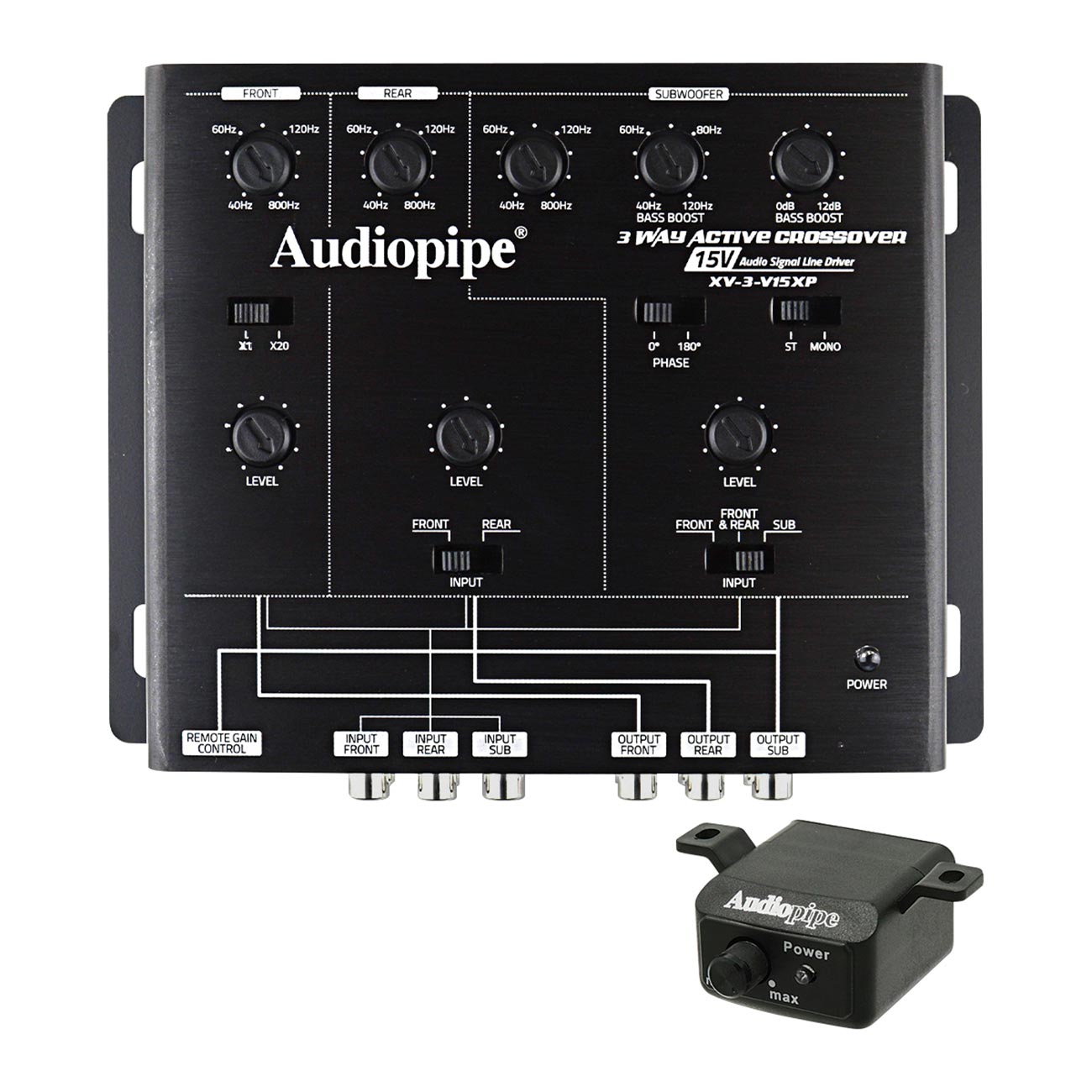 XV3V15XP - Audiopipe 3-Way Active Crossover - 15 Volt Line Driver
